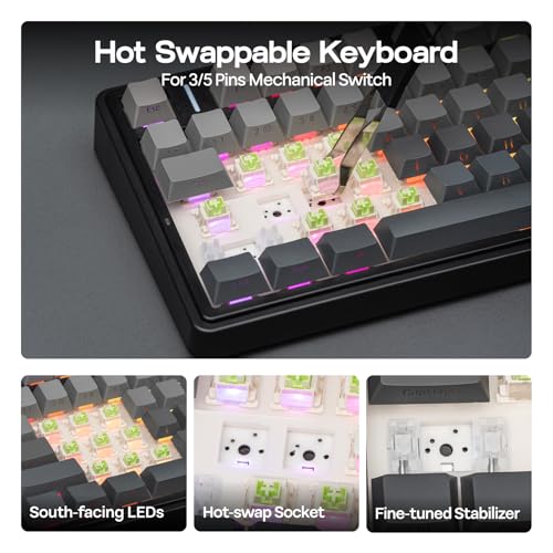 EPOMAKER x Aula F75 Gasket Mechanical Keyboard, 75% Wireless Hot Swappable Gaming Keyboard with Five-Layer Padding&Knob, BT/2.4GHz/USB-C, RGB (Black Gradient, LEOBOG Reaper Switch) - color: Black Gradient, size: LEOBOG Reaper Switch