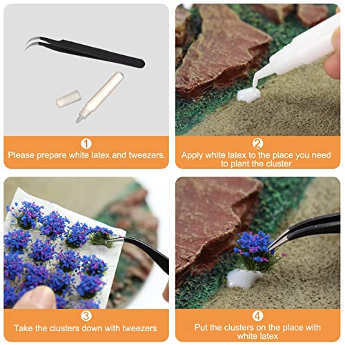 Miniature Vegetation Bushy Shrubs Tuft Flowers with Model Bases War Game DIY Railway Terrain Scenery (E) - color: E