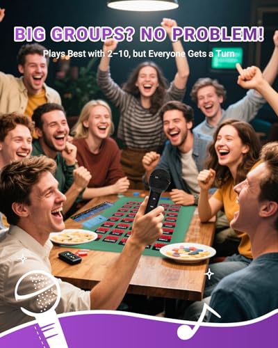 Grab Microphone Music Board Game, Drop the Karaoke Mic Party Games for Adults, Family, 2-10 Players - Hilarious Singing Trivia with 280 Song Lyrics (140 Cards) and 10 Blank Cards for Game Night, Gift