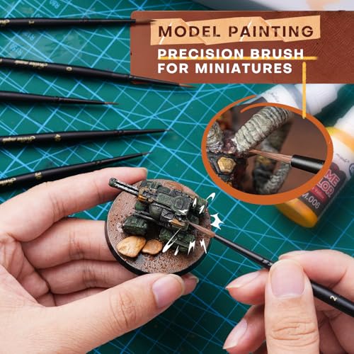 Golden Maple Kolinsky Sable Brushes, 6PCS Fine Point Watercolor Brushes, Professional Model Miniature Paint Brushes Suitable for Watercolor, Gouache, Tempera, Acrylic, Figure Painting