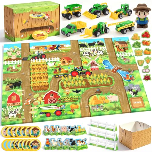 56pcs Happy Harvest Farm Cooperative Board Games for Kids | Singing & Dancing Family Party Game for Kids & Adults, Preschool Learning Farm World & Animals,Ideal for Family Game Night - color: Happy Harvest