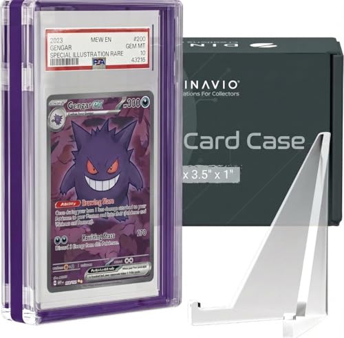 Dinavio Crafthouse PSA Graded Card Display Acrylic Case for Standard PSA and CGC Slabs - Slab Case - PSA Card Case - Graded Card Display Case - Updated Dimensions - Stand Included (Purple) - color: Purple