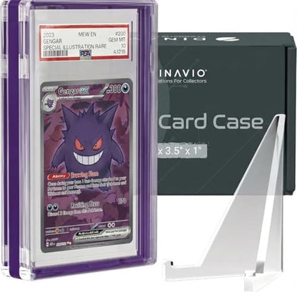 Dinavio Crafthouse PSA Graded Card Display Acrylic Case for Standard PSA and CGC Slabs - Slab Case - PSA Card Case - Graded Card Display Case - Updated Dimensions - Stand Included (Purple) - color: Purple