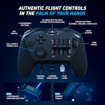 Honeycomb Echo Aviation Controller - Wireless flight controller with Hall-Effect stick, trim wheel and quad sliders for Microsoft Flight Simulator on PC [video game] [video game]