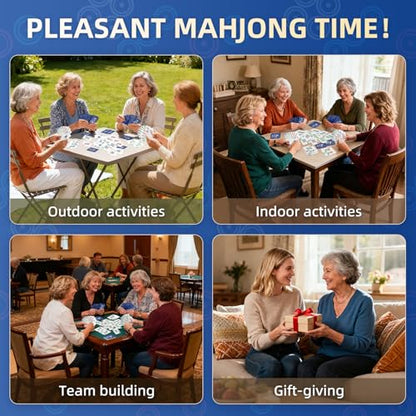 144-Pcs China Mahjong Playing Cards - Waterproof & Non-Slip PVC Material, Large Font for Easy Reading, Durable & Portable, Ideal for Beginners & Elderly, Perfect for Travel, Camping[專業中式麻將] - style: Chinese Mahjong Playing Cards