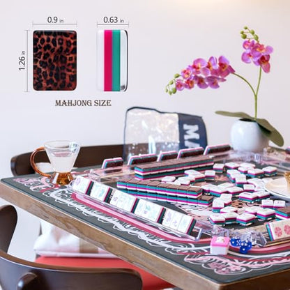 American Mahjong Game Set, Portable Carrying Bag,Acrylic 160 Tiles,Western Mahjong Tiles Set,Complete Ma Jong Set (Amber) - color: Amber