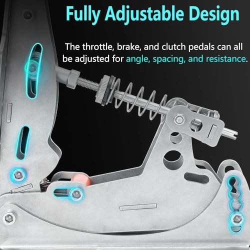 Simjack UT Sim Racing Pedals with 200KG Load Cell Sensor Adjustable Hydraulic Metal Pedals for PC Racing Simulator - color: UT-P3-H1
