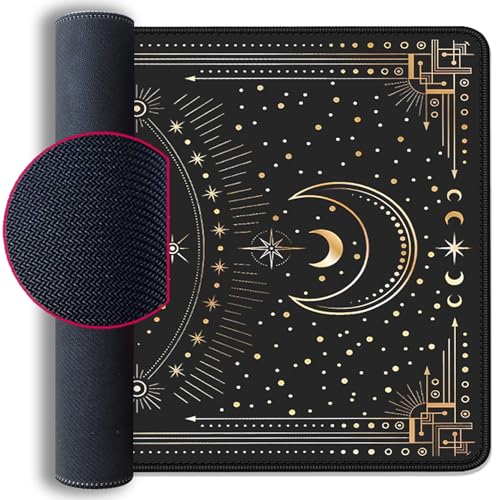 Mysterious Starry Sky Moon and White Snake Pattern Large Extended Gaming Mouse Pad E-Sports Office Desk Mat Keyboard Pad Rubber Non-Slip Computer Mouse Mat Suitable for Home Office Work(27.5X11.8 in) - color: Starry Sky Moon and White Snake