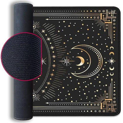Mysterious Starry Sky Moon and White Snake Pattern Large Extended Gaming Mouse Pad E-Sports Office Desk Mat Keyboard Pad Rubber Non-Slip Computer Mouse Mat Suitable for Home Office Work(27.5X11.8 in) - color: Starry Sky Moon and White Snake