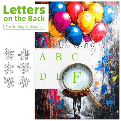 500 Piece Puzzles for Adults, Street Art Graffiti Girl with Colorful Balloons Puzzle, Vibrant Urban Art Puzzle Letter on Back, Family Activity Great Gift 23 x 15 in - color: Girl Balloons