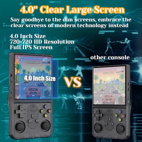 Upgrade S600 Retro Gaming Console, Anti-Slip Texture‌ Retro Handheld Game Console, 4.0 Inch 720x720 IPS Screen and 22,000+ Classic Games Retro Game Console for Gaming/Playdate/Party/Gift, Black 64G - style: Black 64G