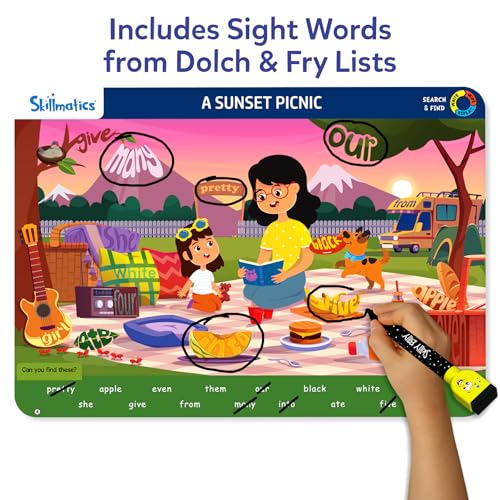 Skillmatics Search and Find Sight Words Educational Game - Reusable Preschool Learning Activities, Perfect for Toddlers & Kids Who Love Toys, Builds Vocabulary, Gifts for Ages 4, 5, 6, 7 - style: Search & Find Sight Words