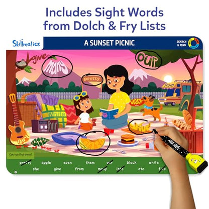 Skillmatics Search and Find Sight Words Educational Game - Reusable Preschool Learning Activities, Perfect for Toddlers & Kids Who Love Toys, Builds Vocabulary, Gifts for Ages 4, 5, 6, 7 - style: Search & Find Sight Words