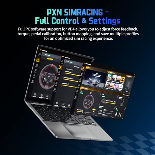 PXN Direct Drive Racing Wheel, VD4 Bundle - 4Nm Force Feedback | Servo Motor Base, 11-Inch Steering Wheel, Hall Effect 2-Pedal Set, Desk Clamp Mount - PC Sim Racing Bundle for Windows 7-11