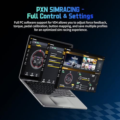 PXN Direct Drive Racing Wheel, VD4 Bundle - 4Nm Force Feedback | Servo Motor Base, 11-Inch Steering Wheel, Hall Effect 2-Pedal Set, Desk Clamp Mount - PC Sim Racing Bundle for Windows 7-11