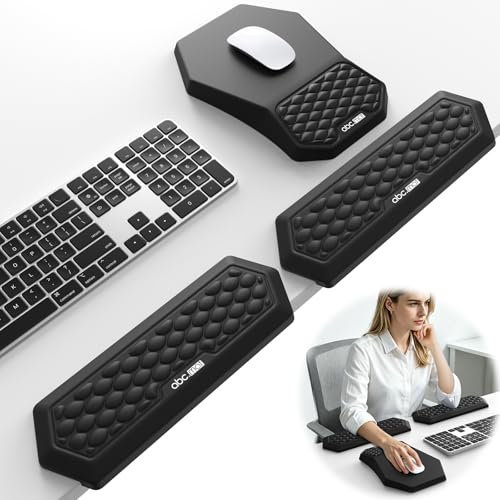 2-in-1 L-Shaped Desk Elbow Pads & & Mouse Pad Set with Wrist Rest, Black | Ergonomic Desk Edge Cushion, Soft Memory Foam Comfort Support for Wrist Arm Elbow, Non-Slip Base