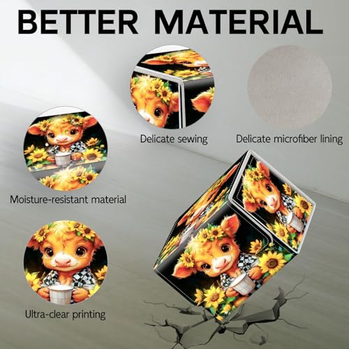 Trading Card Storage Box, Holds 100+ for MTG Cards, Premium PU Leather with Magnetic Closure, Calf Sunflowers And Milk Jugs Durable Deck Box for Magic the Gathering, Trading Card Games - color: Calf Sunflowers And Milk Jugs