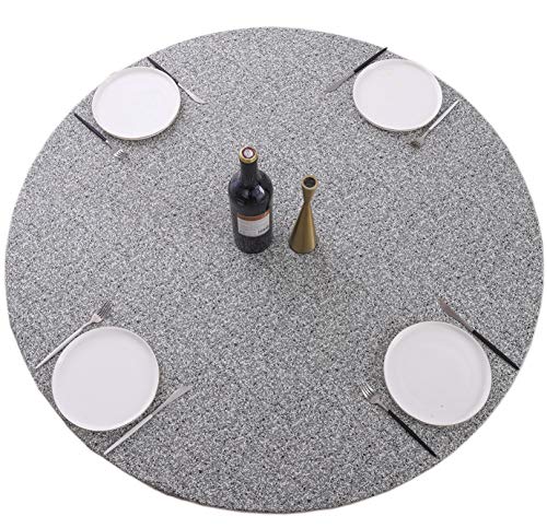 Walrus Round Vinyl Fitted Tablecloth with Flannel Backing Elastic Edge Design Table Cover Waterproof Oil-Proof PVC Table Cloth Stain-Resistant Best for 37"-44" Round - color: Grey, size: 44" (Round)
