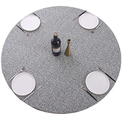 Walrus Round Vinyl Fitted Tablecloth with Flannel Backing Elastic Edge Design Table Cover Waterproof Oil-Proof PVC Table Cloth Stain-Resistant Best for 37"-44" Round - color: Grey, size: 44" (Round)
