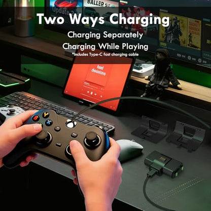 2 Pack 1100mAh Rechargeable Controller Battery Pack with 4 Back Covers for Xbox Series S|X/Xbox One S/X/One Elite Remote Play,Charge Kit Included Type-C Charging Cable