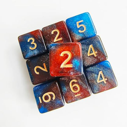 10 Pieces Polyhedral D6 Dice Set, 6 Sided Dice 16mm Square Edge Dice for RPG MTG DND Table Games (Dark Blue Orange) - color: Dark Blue Orange