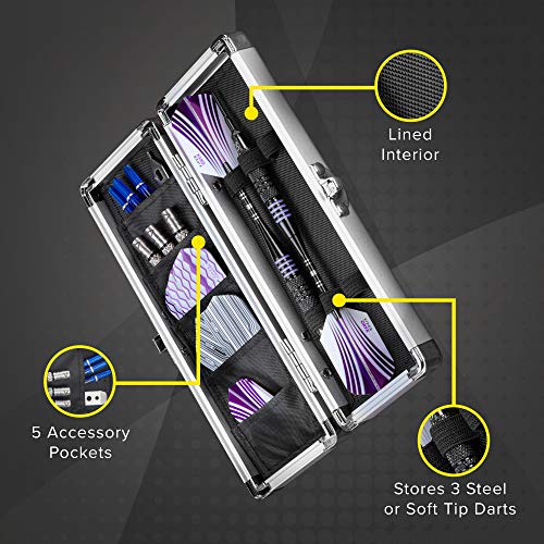 Casemaster Accolade Aluminum Dart Case Holds 3 Steel Tip and Soft Tip Darts, Slim Profile Fits into Your Pocket - size: One Size
