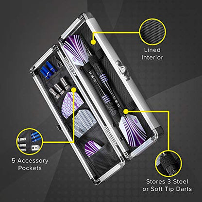Casemaster Accolade Aluminum Dart Case Holds 3 Steel Tip and Soft Tip Darts, Slim Profile Fits into Your Pocket - size: One Size