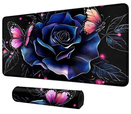 Blue Rose for MTG & TCG Playmat Mouse Pad,BFDHGQZC 24" x 14" Game Mat for MTG/RPG/CCG Trading Card Game Playmats Table Mat Perfect for Card Games Video Games Computer Office - color: Blue Rose