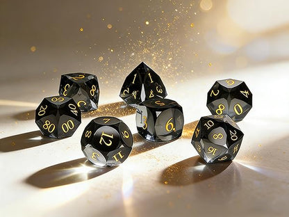 Crystal Polyhedral Dice Set for DND (7-Piece) - Hand-Polished Gemstone Gaming Dice for Dungeons and Dragons & Tabletop RPGs, with Gift Case - color: Sj-006