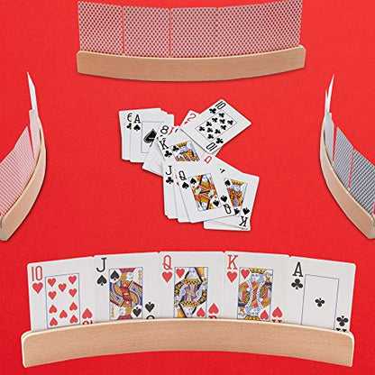 GSE Set of 4 Curved Wooden Playing Cards Holders Racks Trays, 12.5-Inch | Hand Free Playing Card Trays, For Bridge, Hand & Foot, Rummy, UNO Card Games, For Seniors Adults - style: 12.5" Card Holders