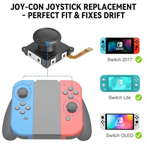 Joycon Joystick Replacement 4 Pack, Switch Joysticks Replacement for Nintendo Switch, Switch Lite & OLED with Thumb Grips, Screws & Spudger by BGYTWEYTD