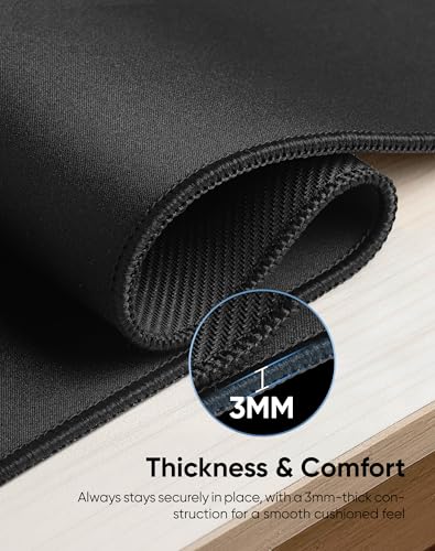 Reniteco Large Office & Gaming Mouse Pad, 31.5" x 11.8" Desk Mat, Black | Anti-Fray Stitched Edges, Premium Textured Surface, Non-Slip Rubber Base, Water and Stain Resistant Protection - color: Black, size: 31.5''x 11.8''x0.12"