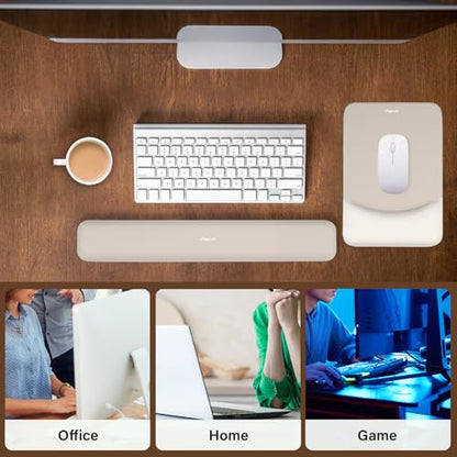 MOSISO Wrist Rest Support Mouse Pad & Keyboard Set, Stone Gray | Rectangular Ergonomic Mousepad, Non-Slip Base, Home/Office Pain Relief & Easy Typing, Neoprene Cloth & Raised Silicone Lining - color: Stone Gray