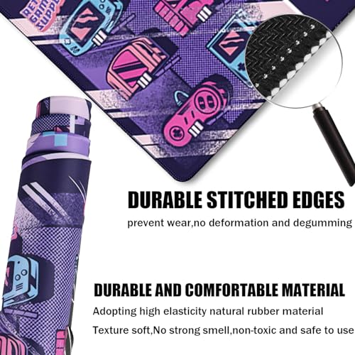 Japanese Comic Large Gaming Mouse Pad with Stitched Edges, Durable Non-Slip Natural Rubber Base, (31.5X15.7 Inch) Waterproof Laptop Pad Mat for Esports Pros/Gamer/Desktop/Office/Home - color: Comic