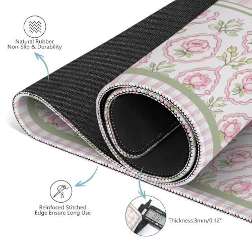 Pink Checkered Mahjong Mat, 31.5 * 31.5in Anti Slip American Mahjong Mat for Table, Noise Reduction, Neoprene Mah jongg Mats with Carrying Bag & 3 Dices, Mahjong Sets Gift, Board Tile Games Mats - color: Rose