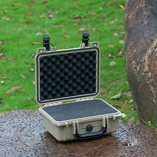 MEIJIA Portable All Weather IP67 Waterproof Protective Case,Hard Camera Case,Dry Case with Customizable Foam,Fit Use Of Drones,Camera,Equipments,10.62 x9.68x4.87inches - color: Desert Tan