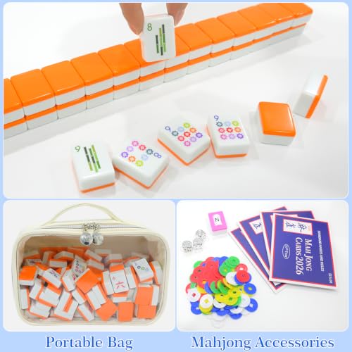 American Mahjong Set, 160 Orange Melamine Tiles (1.2”) - color: B-orange