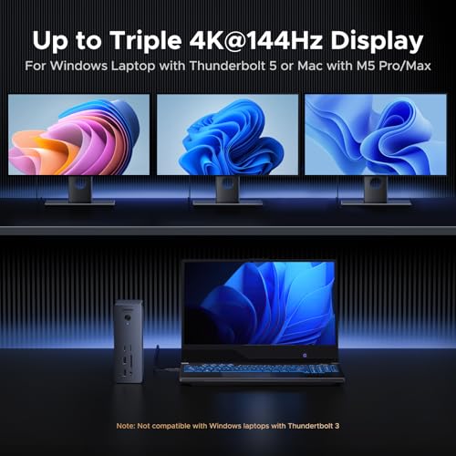 UGREEN 13-in-1 Thunderbolt 5 Docking Station, 120Gbps Max Transfer, Single 8K@60Hz, Dual 6K@60Hz Display, 140W Power Charging Revodok Max 2131 with 2.5GbE, SD/TF 4.0 (Includes US/EU/UK Power Adapter)