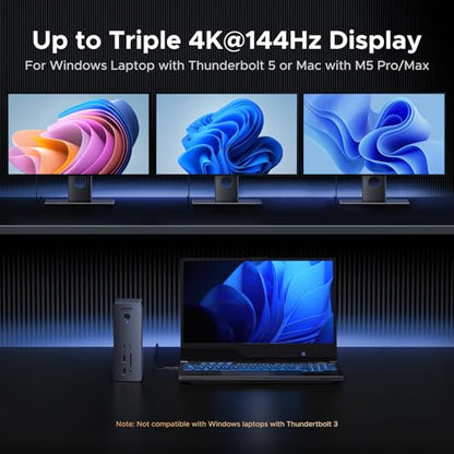 UGREEN 13-in-1 Thunderbolt 5 Docking Station, 120Gbps Max Transfer, Single 8K@60Hz, Dual 6K@60Hz Display, 140W Power Charging Revodok Max 2131 with 2.5GbE, SD/TF 4.0 (Includes US/EU/UK Power Adapter)