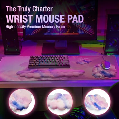 Premium Quality Cloud Wrist Rest Keyboard, Mouse Pad, Wrist Rest Pad, Wrist Rest for Computer Keyboard, Cloud Drink Coaster and Mouse Pad - color: Cloud