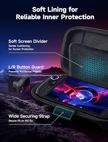 JSAUX Slim Travel Case for Lenovo Legion Go / Go 2, Compact Hard Shell Carrying Pouch for Console, Holds 8 MicroSD Cards and 5 Card Readers, Includes Carry Strap, Black - color: Slim