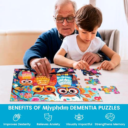 6 Packs 36 Pieces Large Puzzles for Seniors,Dementia Puzzles for Elderly Adults,Jigsaw Puzzles for Adults Seniors with Alzheimer's Dementia with 3 Storage Bags - style: Leopard Toucan Bike