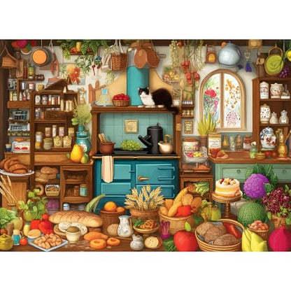 300 Large Piece Puzzle for Adult,Cute Cat Kitchen Jigsaw Puzzle for Seniors | Magic Theme Puzzle,Interlock Perfectly Letter on Back No Dust,Challenging Activity Game Puzzle Gift for Family (20.5 x 15 in) - style: KitchenKitten