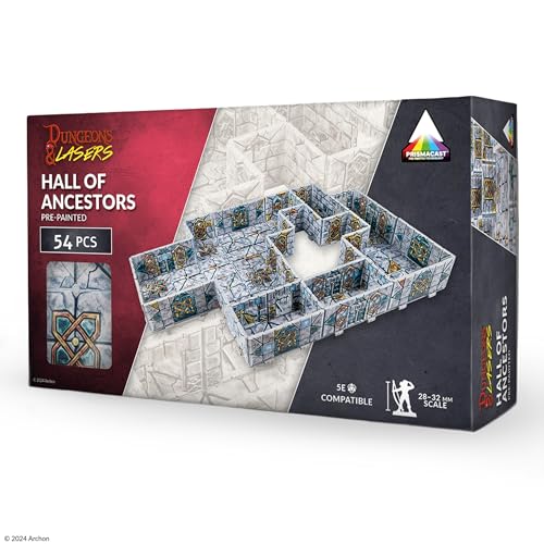 Dungeons & Lasers Prepainted Terrain Sets for DND and Tabletop RPG Games - 5E Compatible with 28mm-32mm Scale Miniatures - Modular Design for Fast Assembly (Halls of Ancestors) - style: Halls of Ancestors