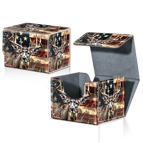 Card Deck Box for MTG Trading Cards with Magnetic Closure,Premium Card Storage Box Case Cover for TCG CCG Magic Cards,Deer Weed Flag - color: Deer Weed Flag