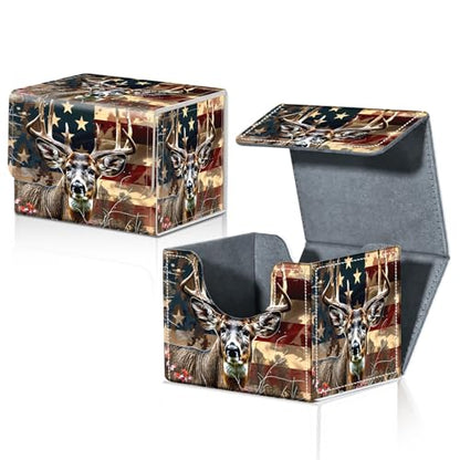 Card Deck Box for MTG Trading Cards with Magnetic Closure,Premium Card Storage Box Case Cover for TCG CCG Magic Cards,Deer Weed Flag - color: Deer Weed Flag