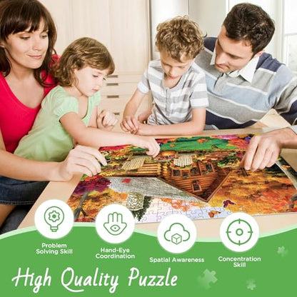300 Pieces Puzzle for Adults, House and Pumpkins Jigsaw Puzzle - style: House and Forest
