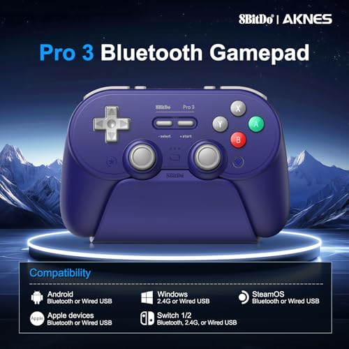 8BitDo Pro 3 Bluetooth Controller for Switch/Switch 2,Windows,TMR Joysticks | Programmable Pro Back Buttons&R4/L4 Bumpers,Hall/Tactile Triggers,Swappable ABXY Buttons,for Apple,SteamOS,Android, Purple - color: Purple