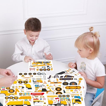 42 Sheets Create Construction Vehicles of Dreams Stickers, Make Your Own Sticker for Boys and Girls, Travel Sticker Books, Party Favors, Birthday, School and Activities Gifts for Kids Ages 3+ - style: Engineering