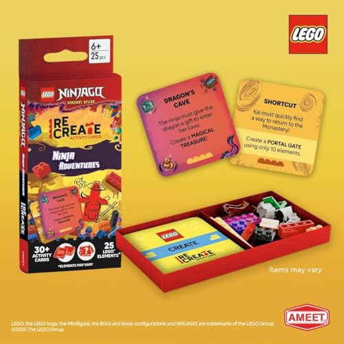 LEGO NINJAGO Recreate Activity Cards – Ninja Adventures | Ninja-Themed Building Game with 30+ Activity Cards & 25 LEGO Elements | Ages 6+ - style: LEGO NINJAGO Ninja Adventures